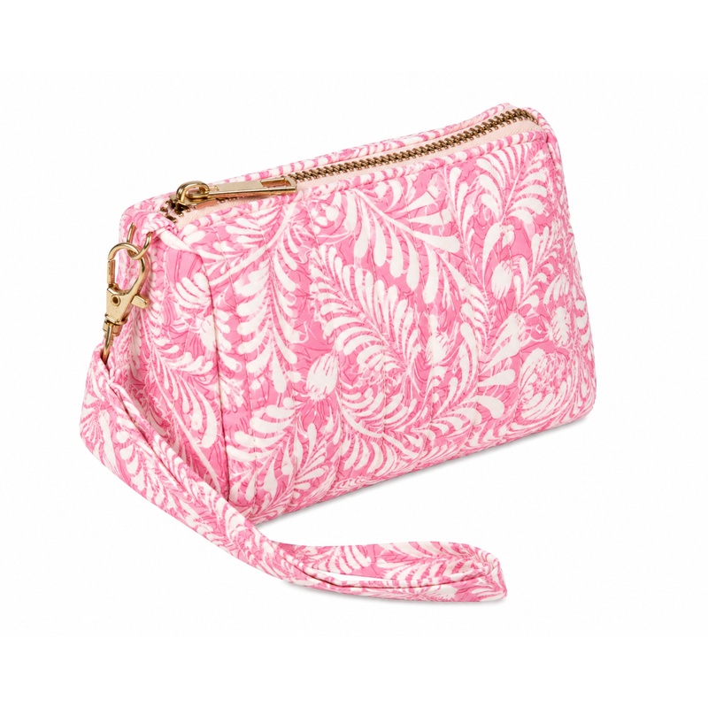 (image for) 2322 Pink Floral Quilted Multi-Use Pouch